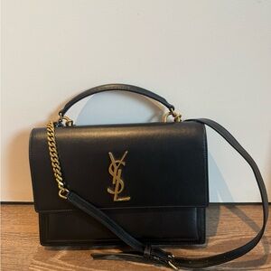 Yves Saint Laurent Black and Gold Shoulder Bag
